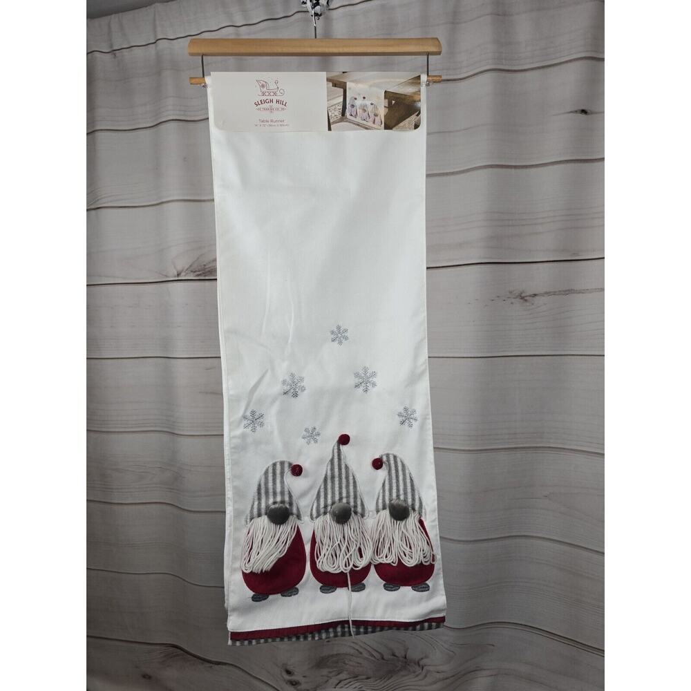 Aspen TABLE RUNNER Embroidered 14" x 72" Christmas Gnomes New